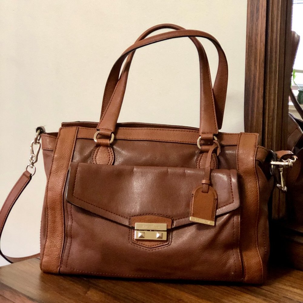 Cole Haan Leather Satchel Handbag (Cognac/Brown)